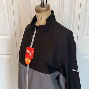 NWT Mens Puma Wind Jacket black and grey size large
